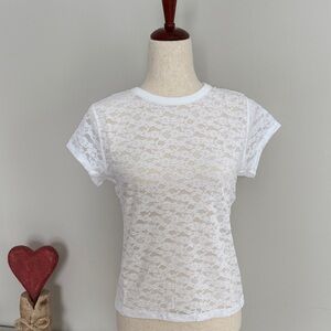 *NWT!* Aerie White Lace Short Sleeve Tee